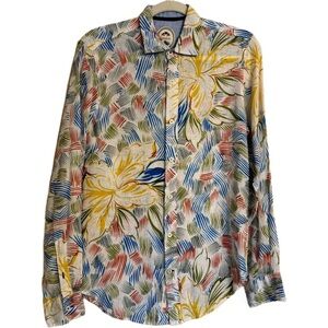 Ganesh Linen Multi-Color Floral Button Up Shirt Size S
